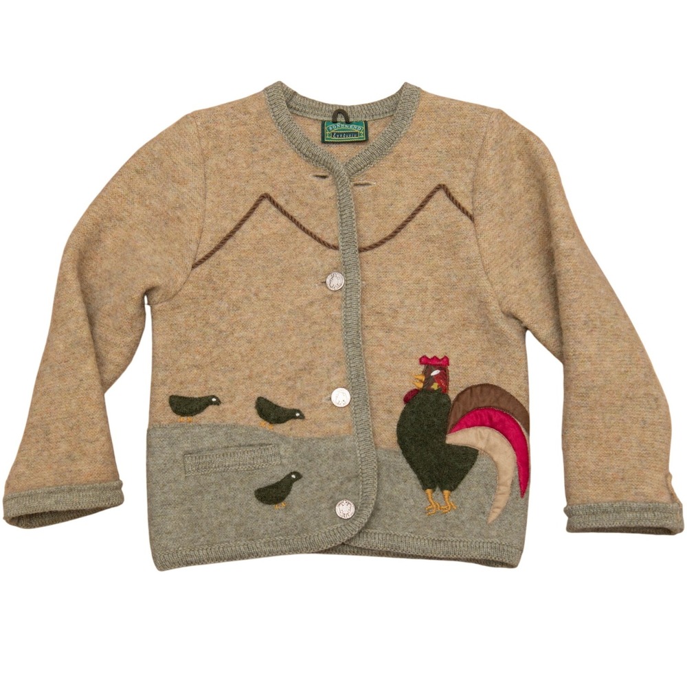 Sonnwend Austrian Boiled Wool Cardigan Sweater Kids 5T Folk CottageCore Loden